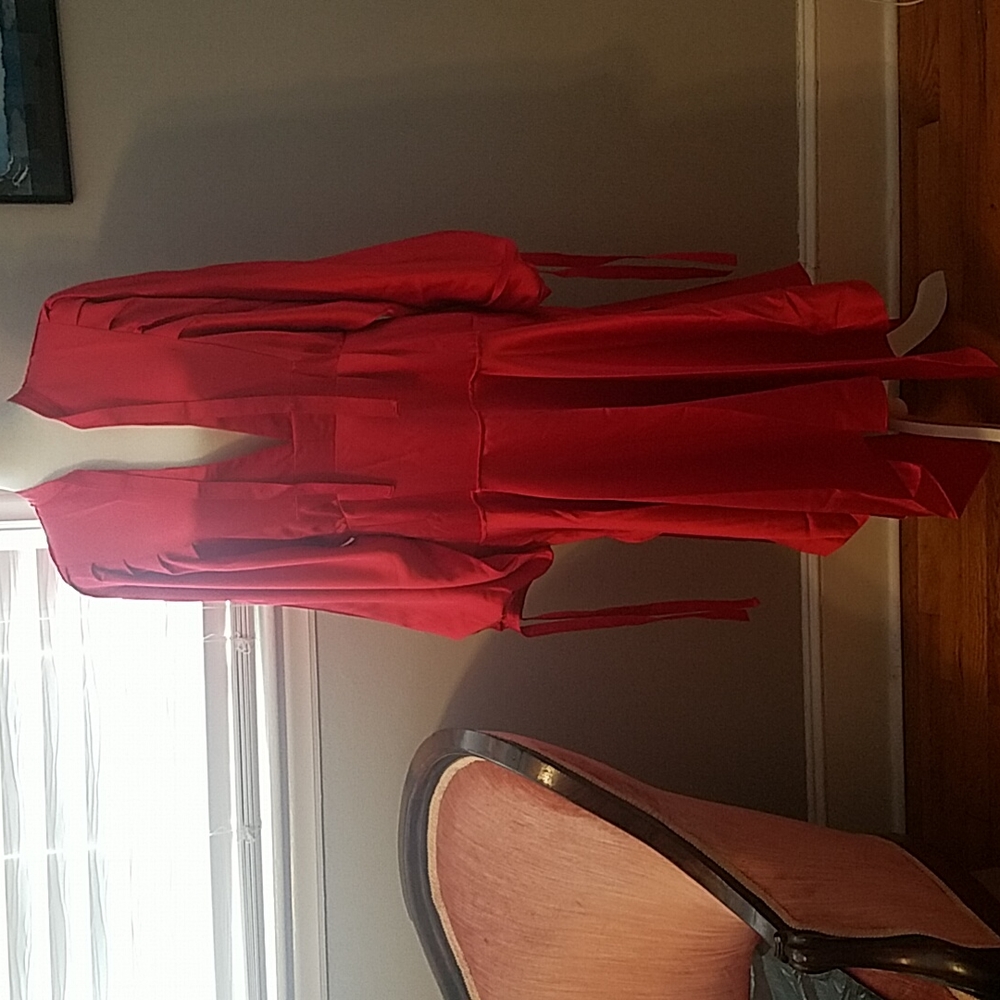 NWT Self-Portrait red satin handkerchief hem midi dress - Picture 3 of 16